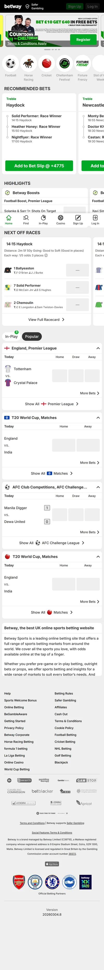 Betway — Football (Logged Out)