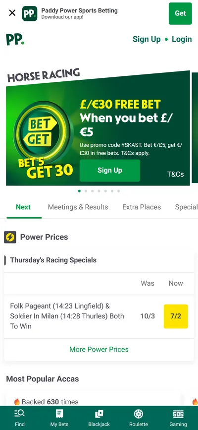 Paddy Power — Racing (Logged Out)