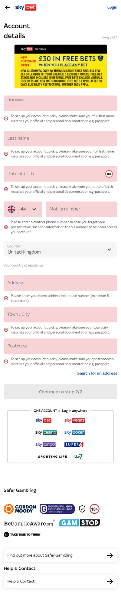Sky Bet — Football (Logged Out)