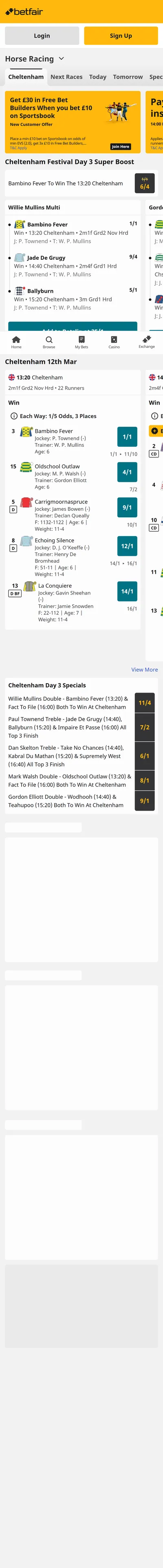 Betfair — Racing (Logged Out)
