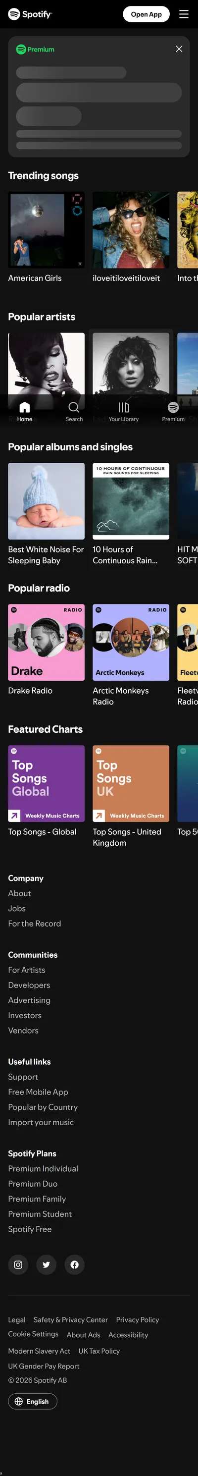 Spotify — Homepage (2026-03-11)