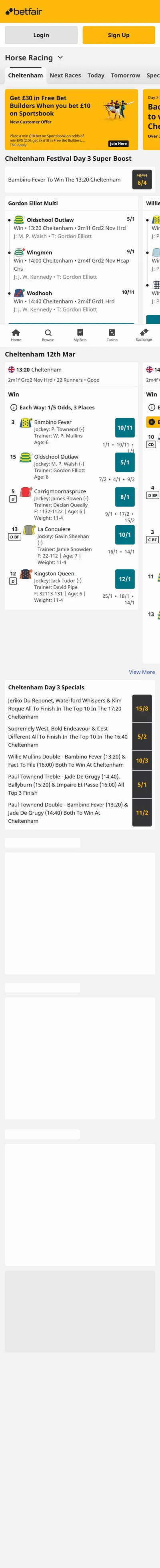 Betfair — Racing (Logged Out)