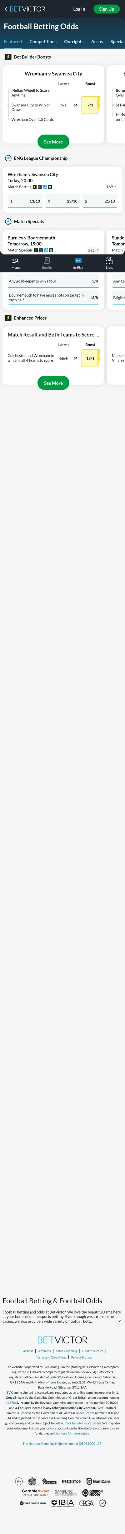 BetVictor — Football (Logged Out)