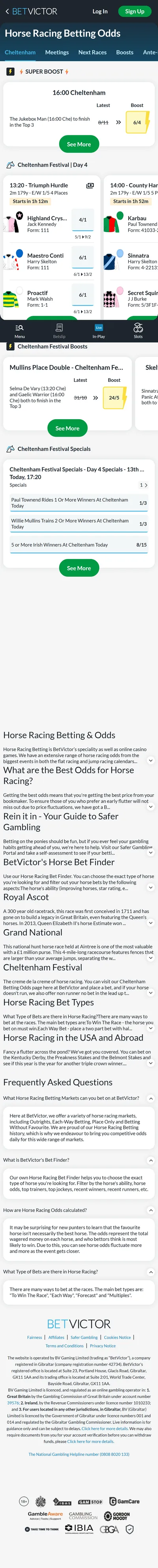 BetVictor — Racing (Logged Out)