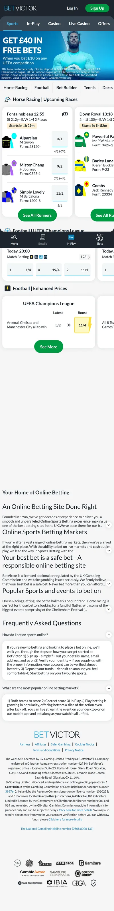 BetVictor Homepage