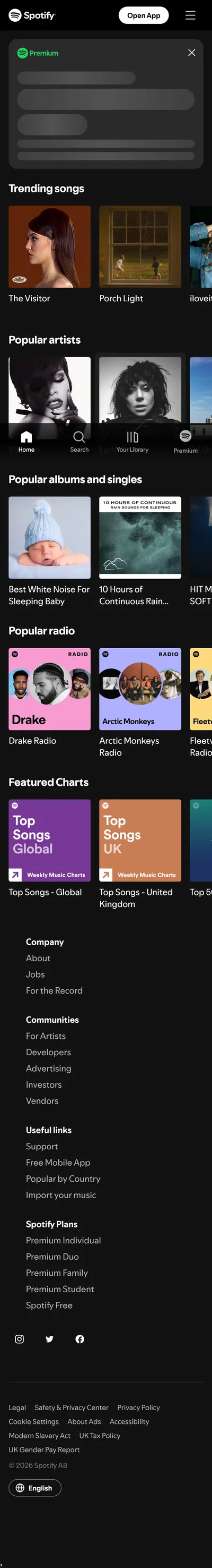 Spotify Homepage