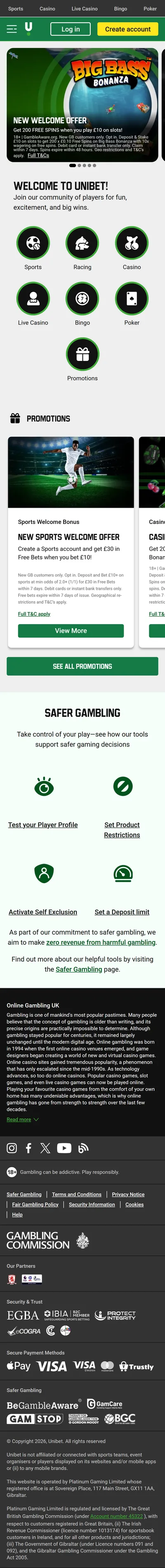 Unibet Homepage