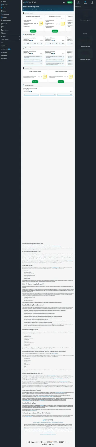 BetVictor — Football (Logged Out)