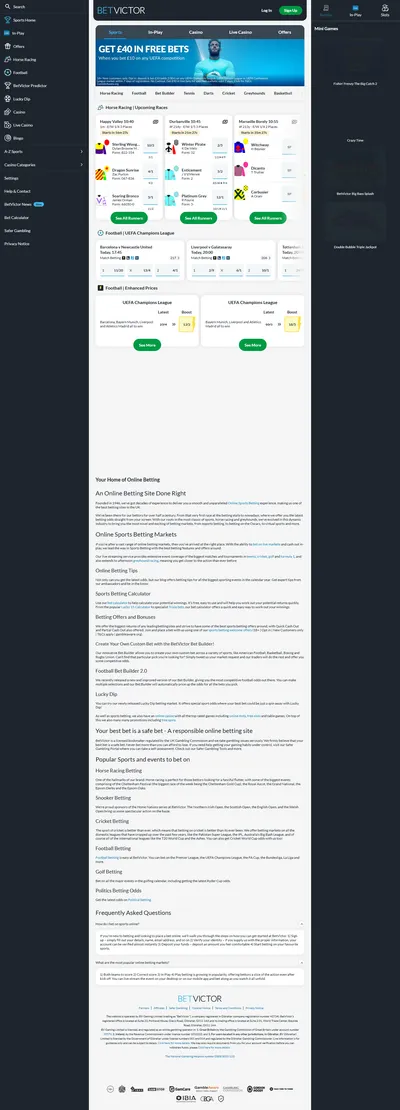 BetVictor — Homepage (Logged Out)