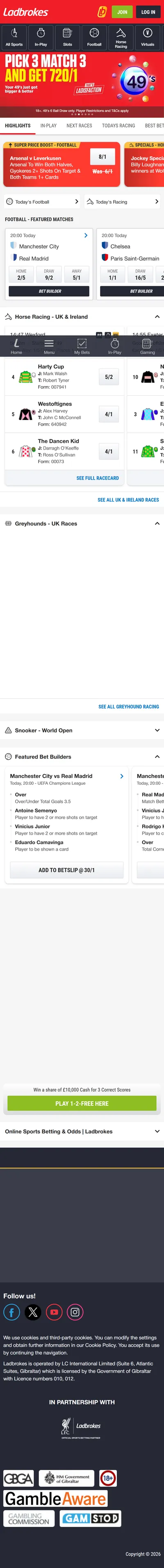 Ladbrokes Homepage
