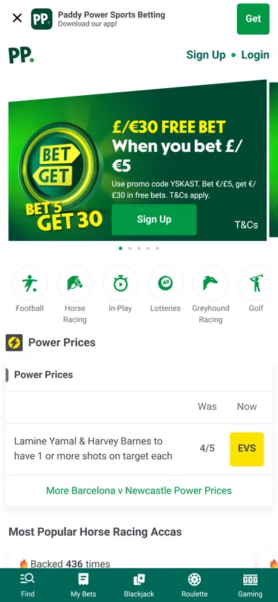 Paddy Power Homepage