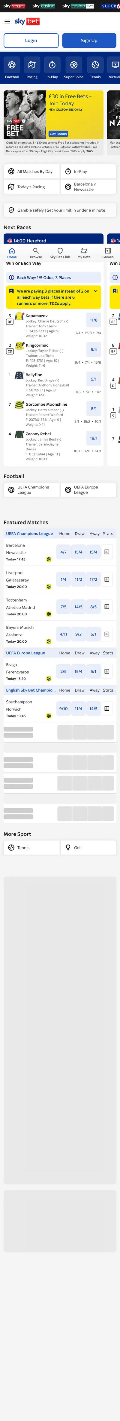 Sky Bet — Homepage