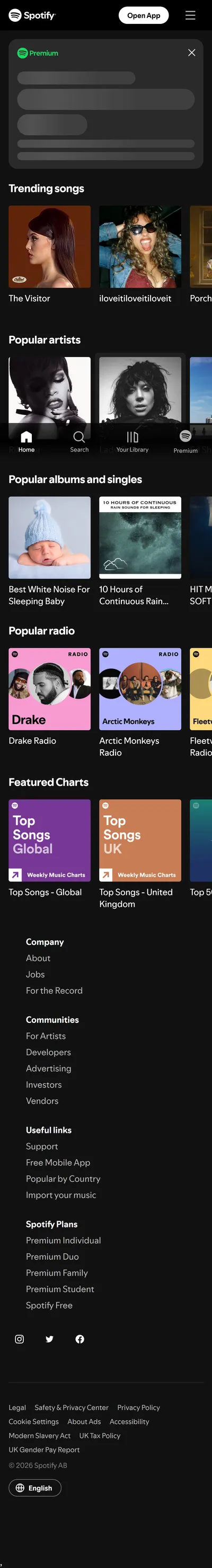 Spotify Homepage
