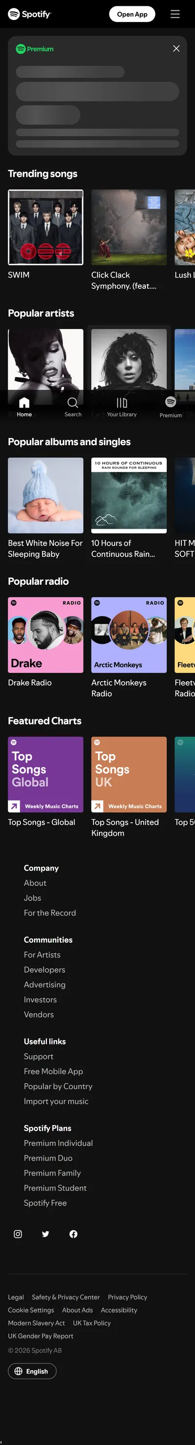 Spotify — Homepage (2026-03-23)