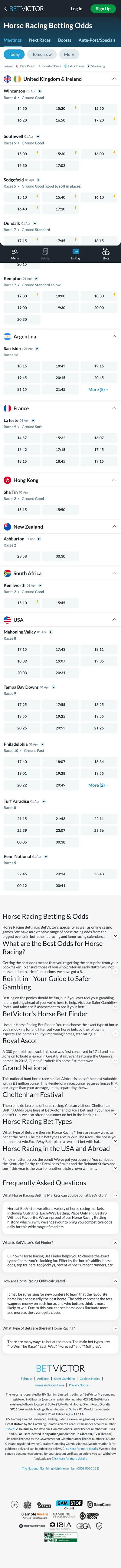 BetVictor — Racing (Logged Out)