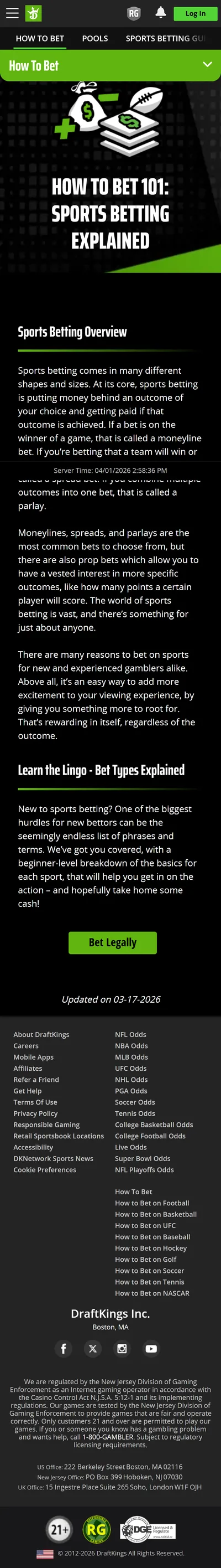 DraftKings Homepage