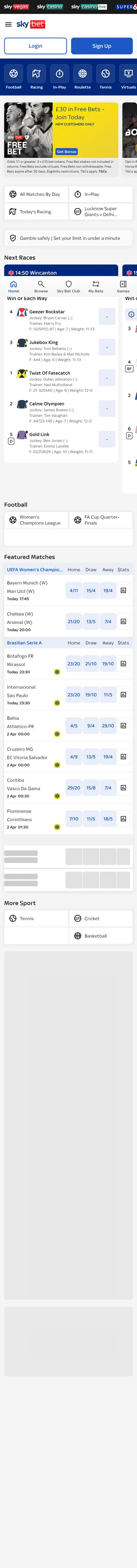 Sky Bet Homepage