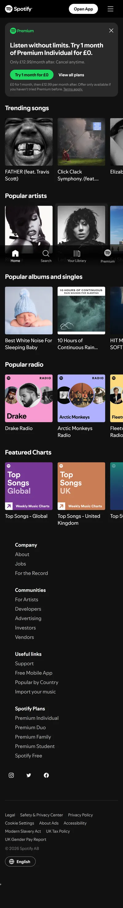 Spotify Homepage