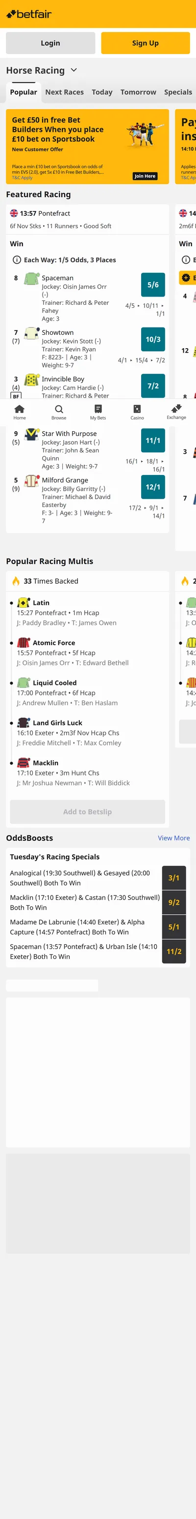 Betfair — Racing (Logged Out)