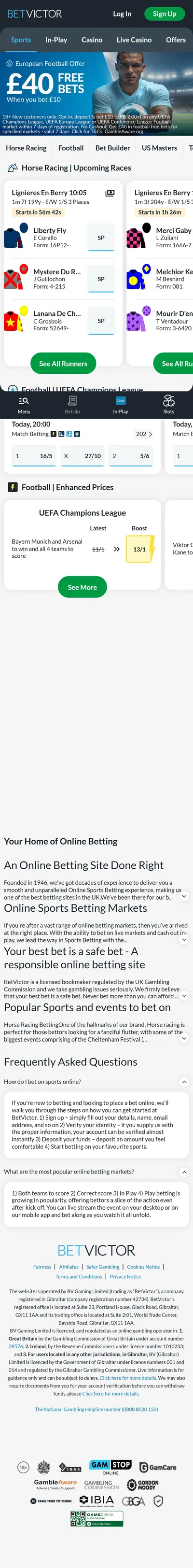 BetVictor Homepage