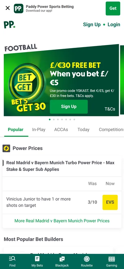 Paddy Power — Football (Logged Out)