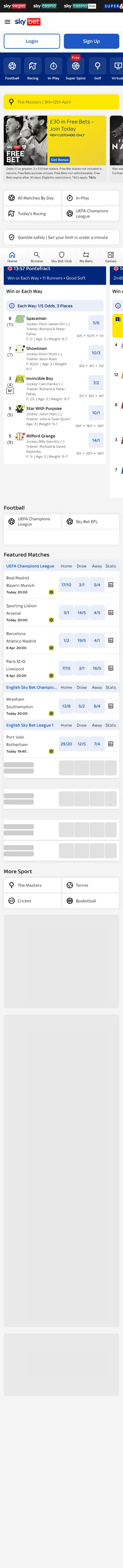 Sky Bet Homepage