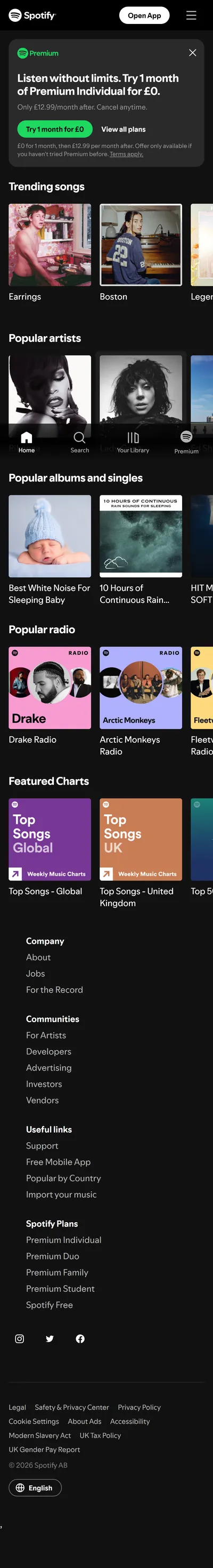 Spotify Homepage